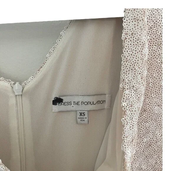 Dress the Population Size XS Cece Gold Ombre Sequin Midi Dress Wedding - Picture 8 of 12